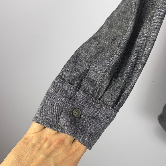 Silver Jeans Co. Emma-Boyfriend Fit Linen Blend Charcoal Long Sleeve XS Blouse - Picture 6 of 12